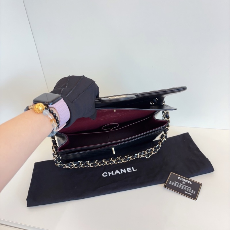 【99新局部帶膜🆕】Chanel 經典 CF黑金 V紋 雙蓋紅內里 Jumbo大號 單肩包-8