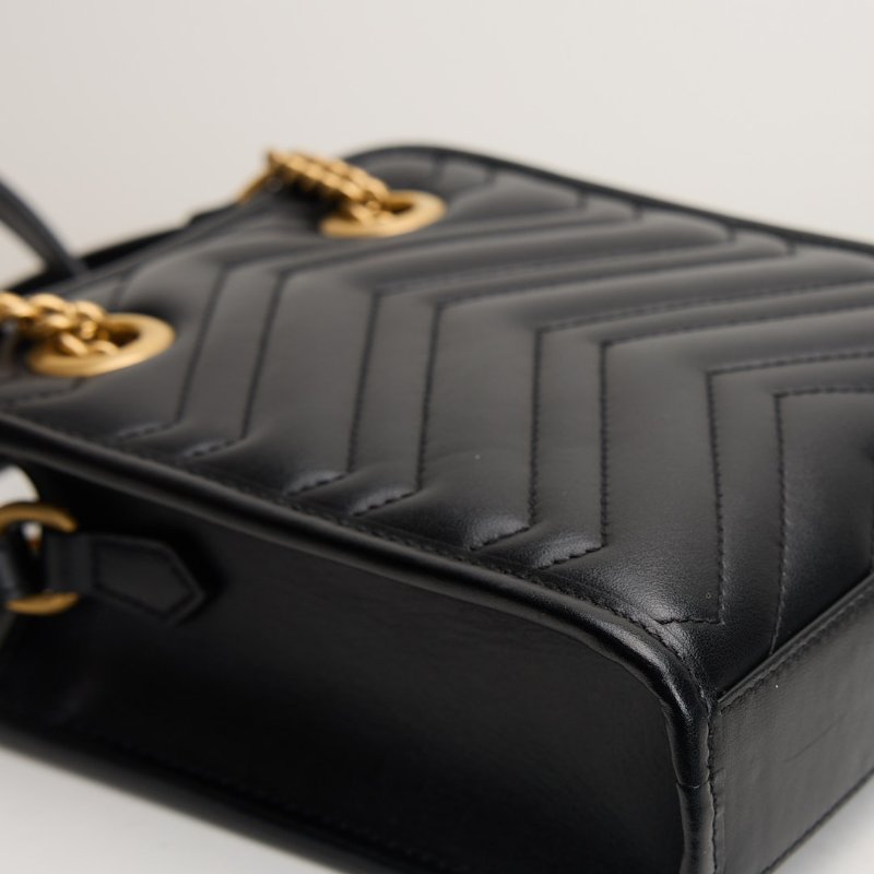 二手Gucci Marmont mini tote黑金-3