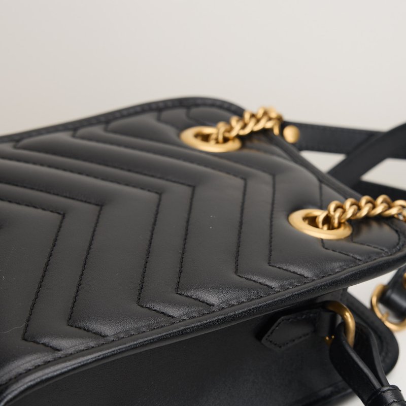 二手Gucci Marmont mini tote黑金-6