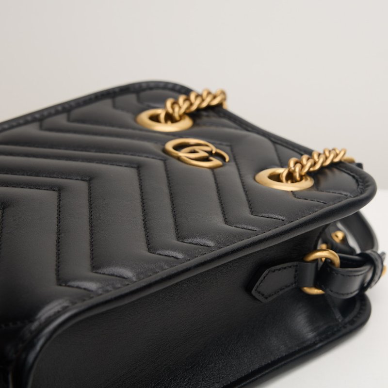 二手Gucci Marmont mini tote黑金-7