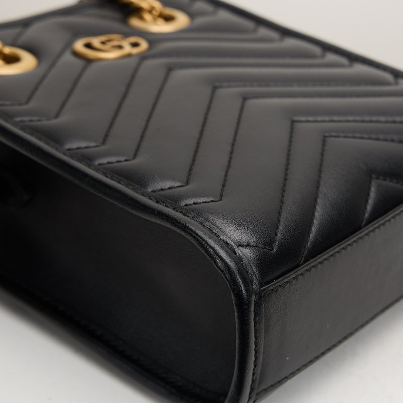 二手Gucci Marmont mini tote黑金-10