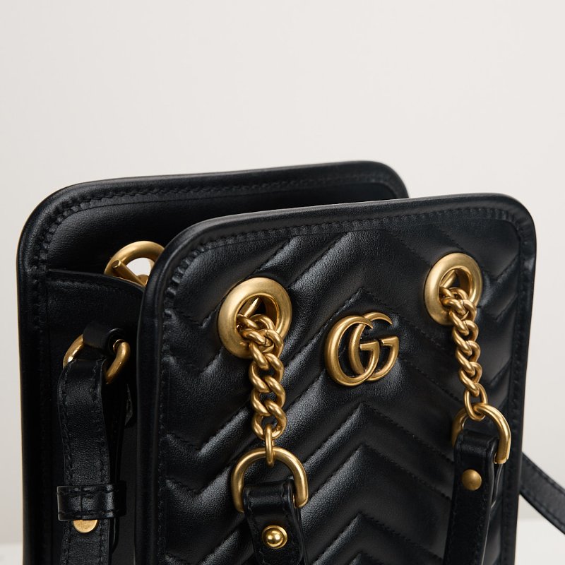 二手Gucci Marmont mini tote黑金-11
