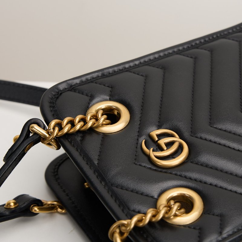 二手Gucci Marmont mini tote黑金-12