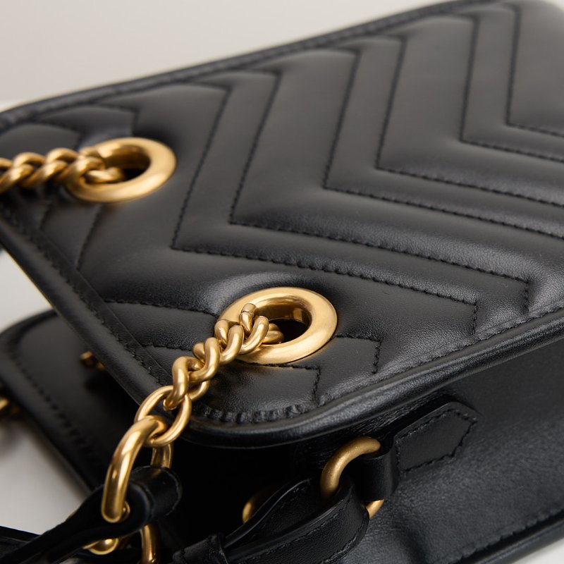二手Gucci Marmont mini tote黑金-13