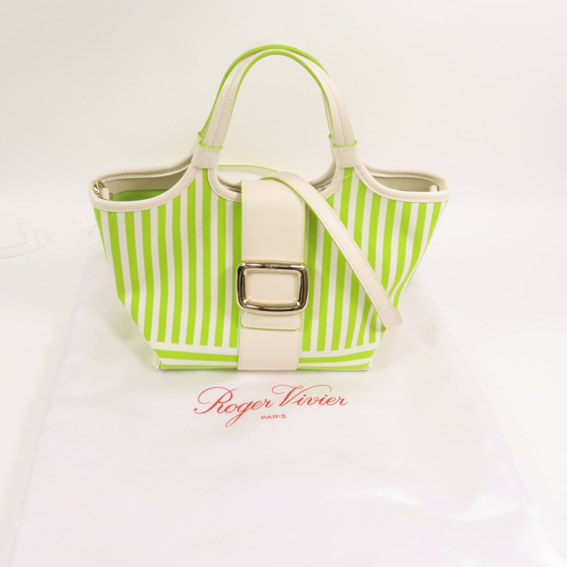 Roger Vivier 帆布2Way Shoulder Bag銀扣手挽肩背兩用袋-11