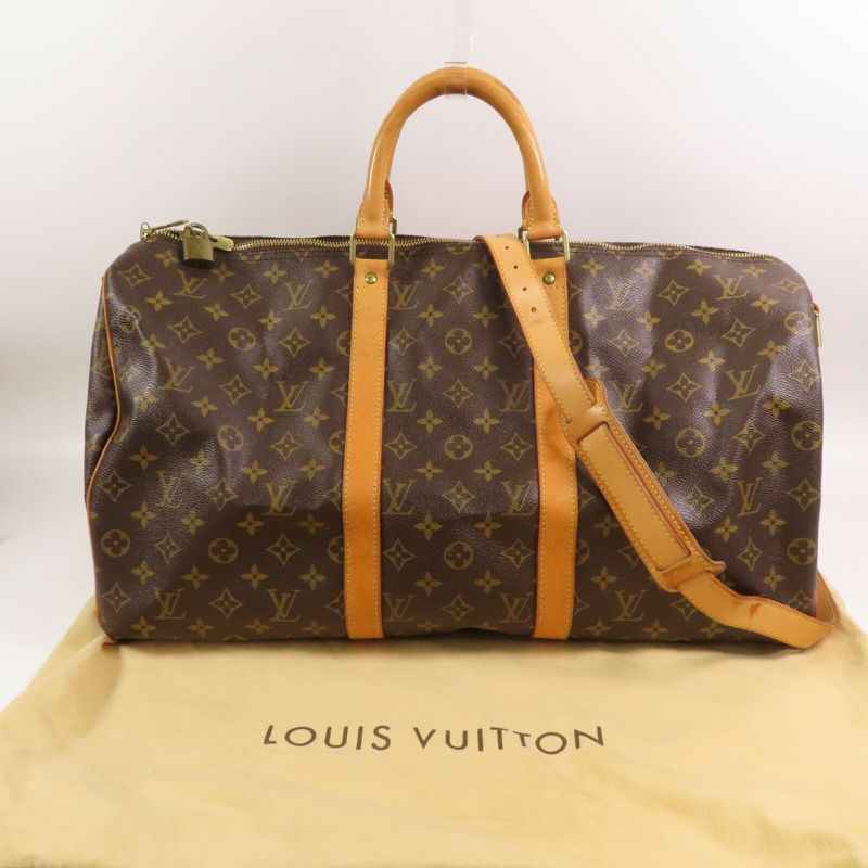 LOUIS VUITTON Monogram Keepall Bandouliere 50金扣波士頓包-25