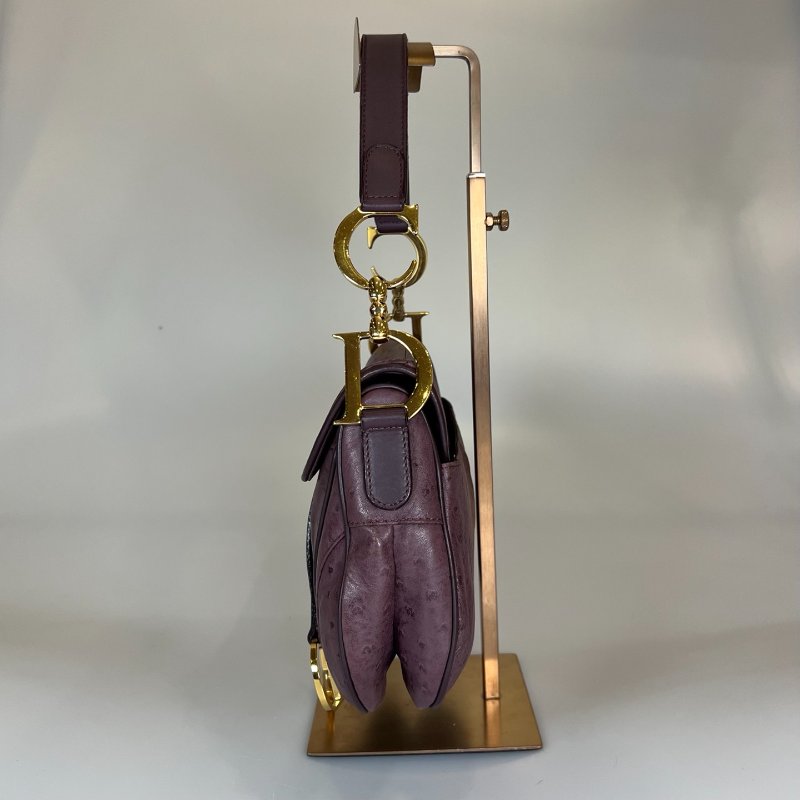 DIOR  紫鴕鳥皮馬鞍單肩包-2