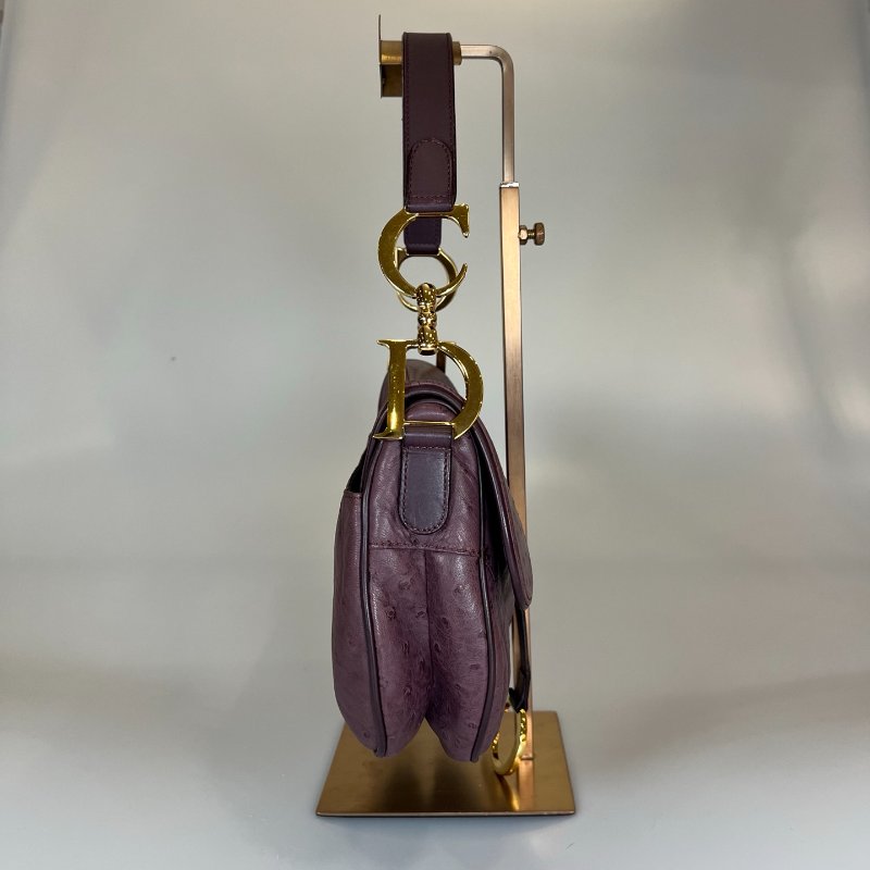 DIOR  紫鴕鳥皮馬鞍單肩包-3