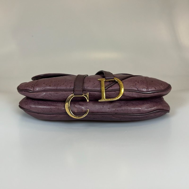 DIOR  紫鴕鳥皮馬鞍單肩包-4