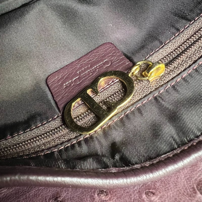 DIOR  紫鴕鳥皮馬鞍單肩包-6