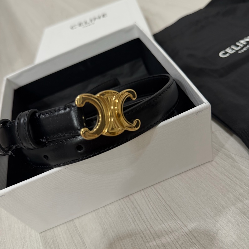 CELINE 平滑小牛皮TRIOMPHE皮帶 85cm-5