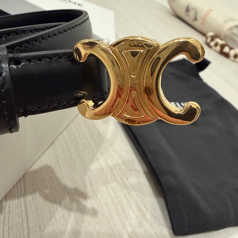 CELINE 平滑小牛皮TRIOMPHE皮帶 85cm-8