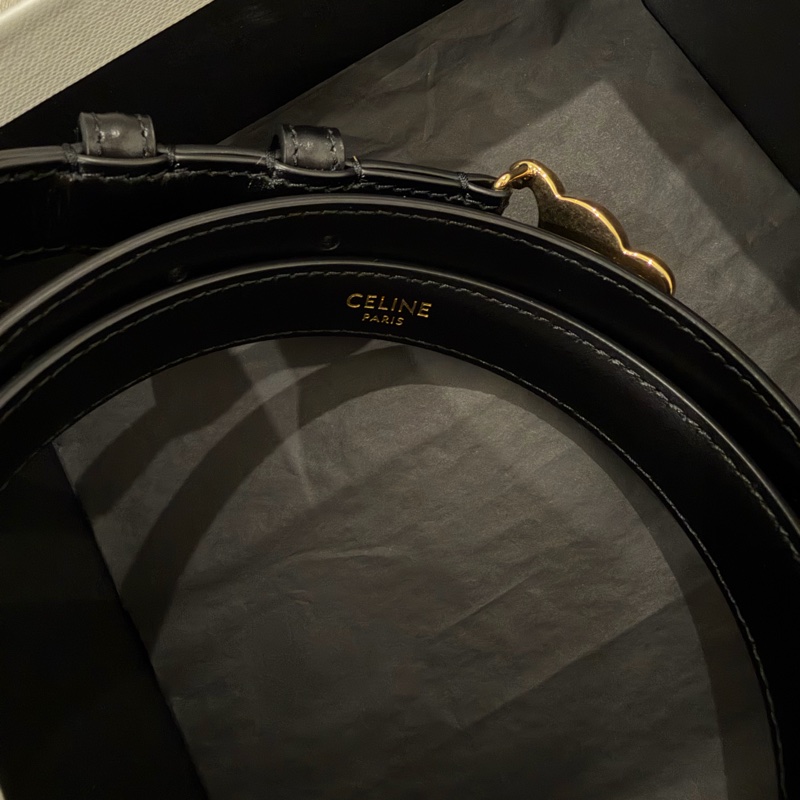 CELINE 平滑小牛皮TRIOMPHE皮帶 85cm-9