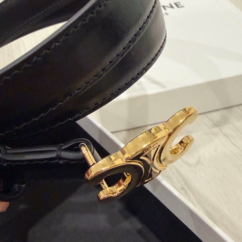 CELINE 平滑小牛皮TRIOMPHE皮帶 85cm-15