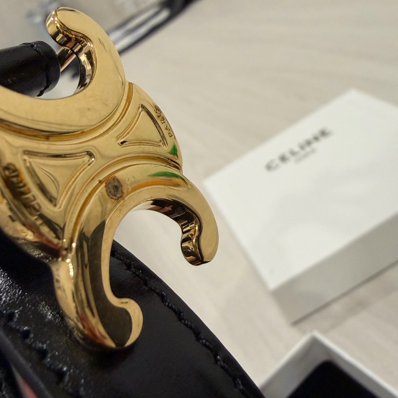 CELINE 平滑小牛皮TRIOMPHE皮帶 85cm-21