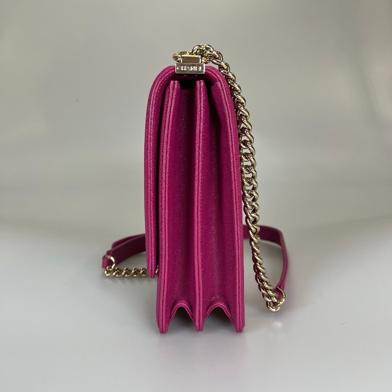 CHANEL BOY直立式金鍊包荔枝 桃粉 AS0130/29開-2