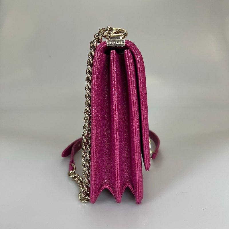 CHANEL BOY直立式金鍊包荔枝 桃粉 AS0130/29開-3