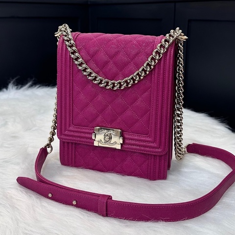 CHANEL BOY直立式金鍊包荔枝 桃粉 AS0130/29開