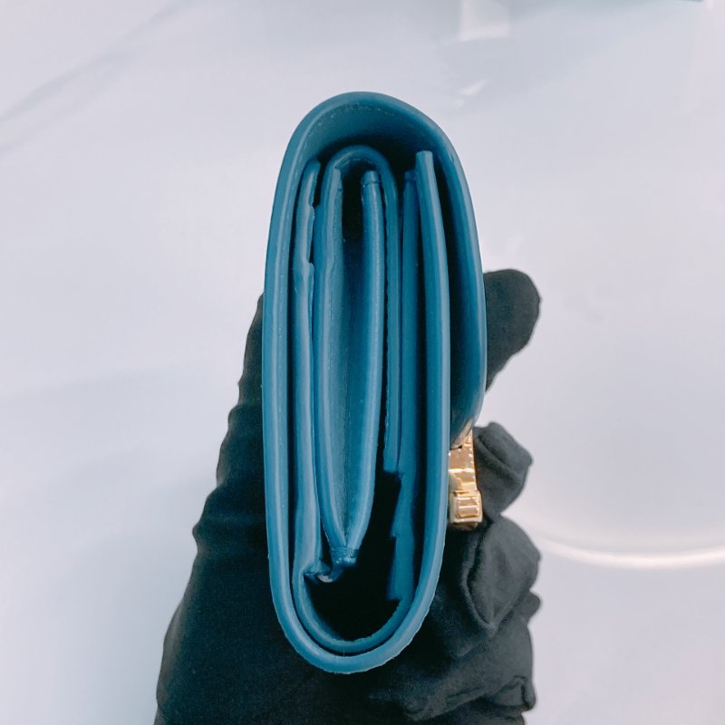 MS0565	Celine 思琳 三摺銀包 羊皮 水藍色 凱旋門 金扣 Portefeuille Triomphe Wallet Lambskin Blue x GHW-2