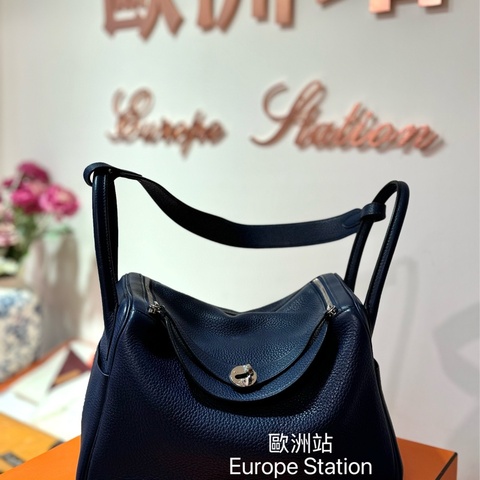 Hermès Lindy 30cm 深藍色 銀扣