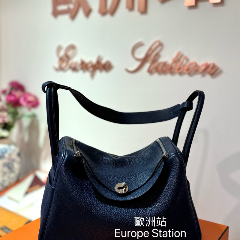 Hermès Lindy 30cm 深藍色 銀扣-0