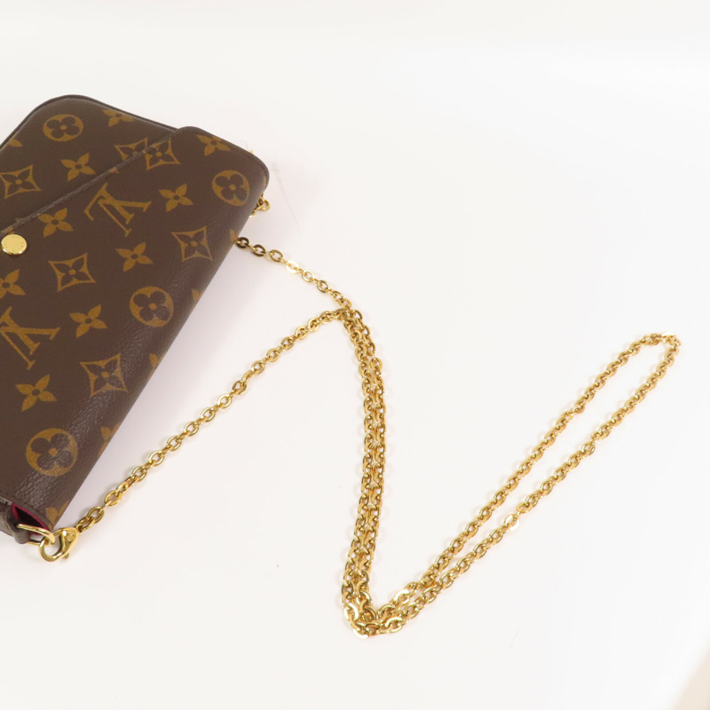 LOUIS VUITTON Monogram Felicie Pochette金扣鏈帶肩背袋-4