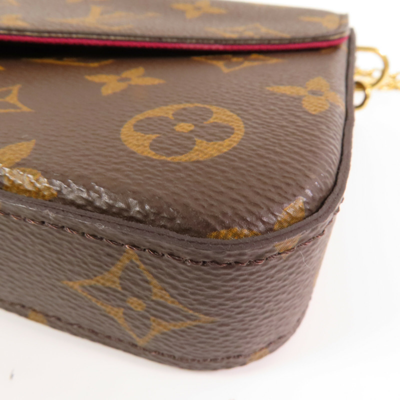 LOUIS VUITTON Monogram Felicie Pochette金扣鏈帶肩背袋-6