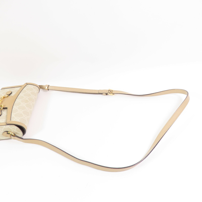 GUCCI 塗層帆布Horsebit 1995金扣肩背袋-4