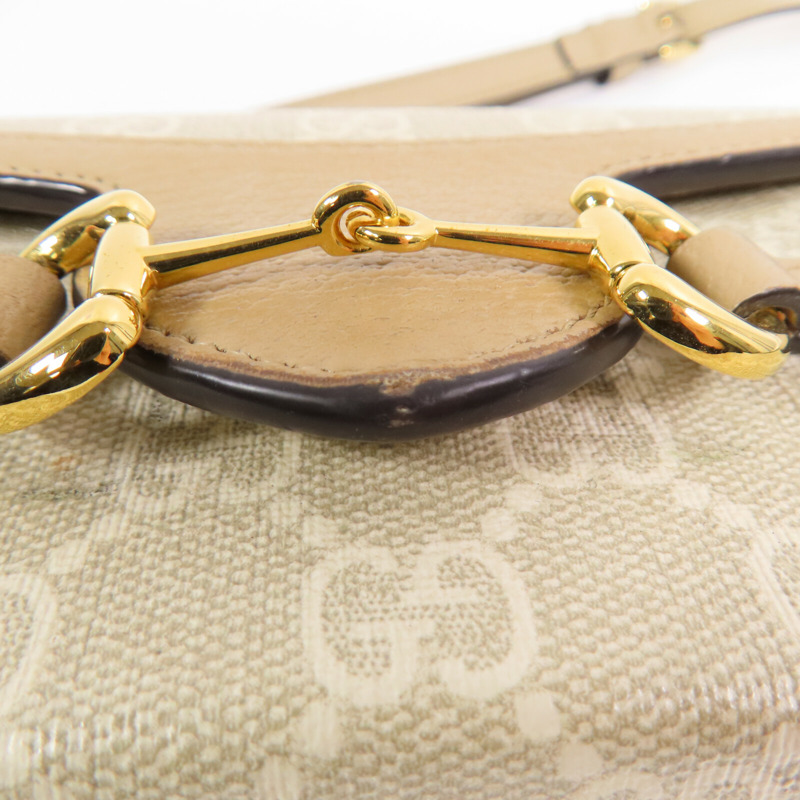 GUCCI 塗層帆布Horsebit 1995金扣肩背袋-7