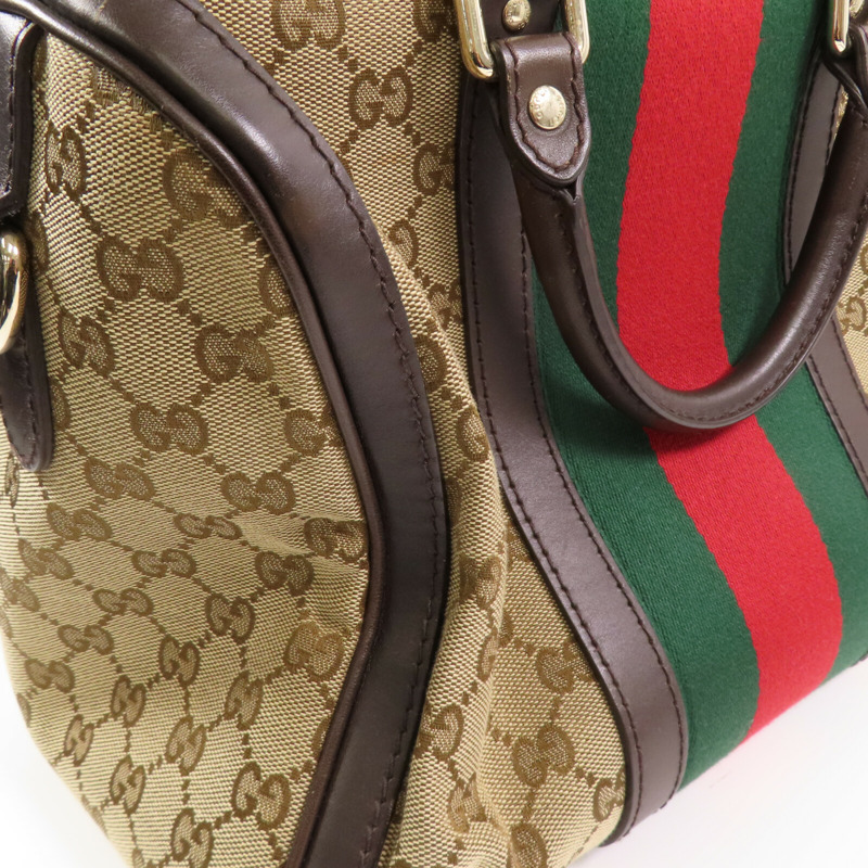 GUCCI GG帆布Boston Bag金扣手挽肩背兩用袋-9