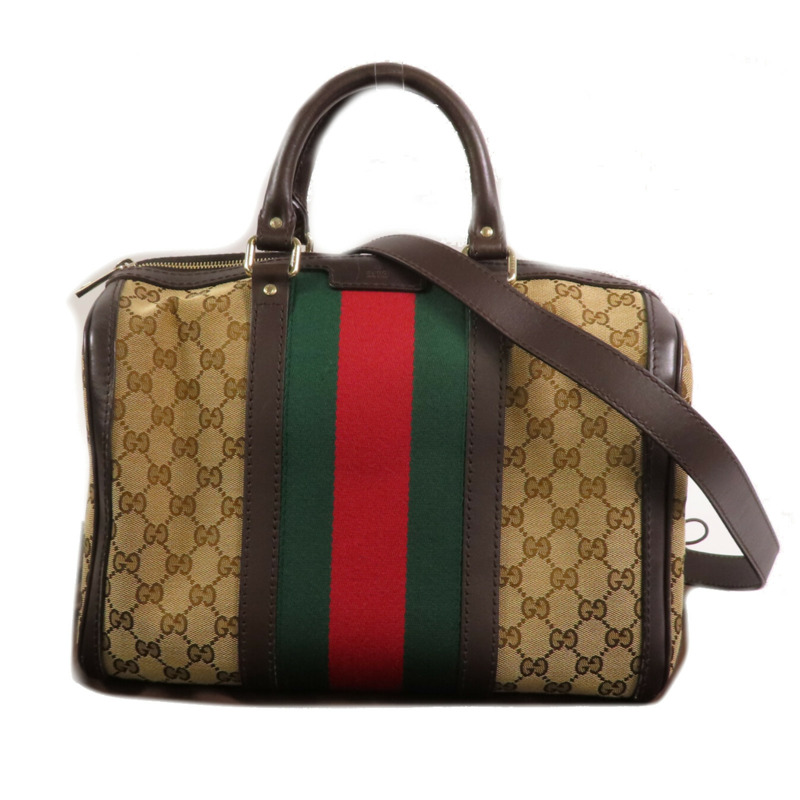 GUCCI GG帆布Boston Bag金扣手挽肩背兩用袋-23