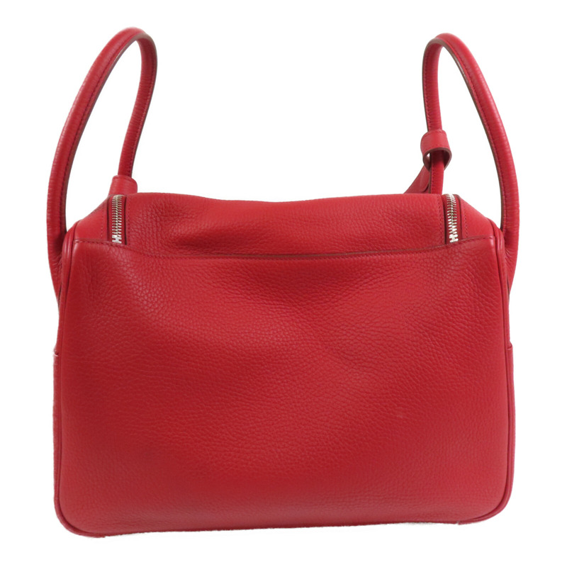 HERMES Clemence皮革Lindy 34銀扣肩背袋Rough Piment-1