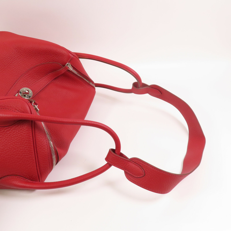 HERMES Clemence皮革Lindy 34銀扣肩背袋Rough Piment-4