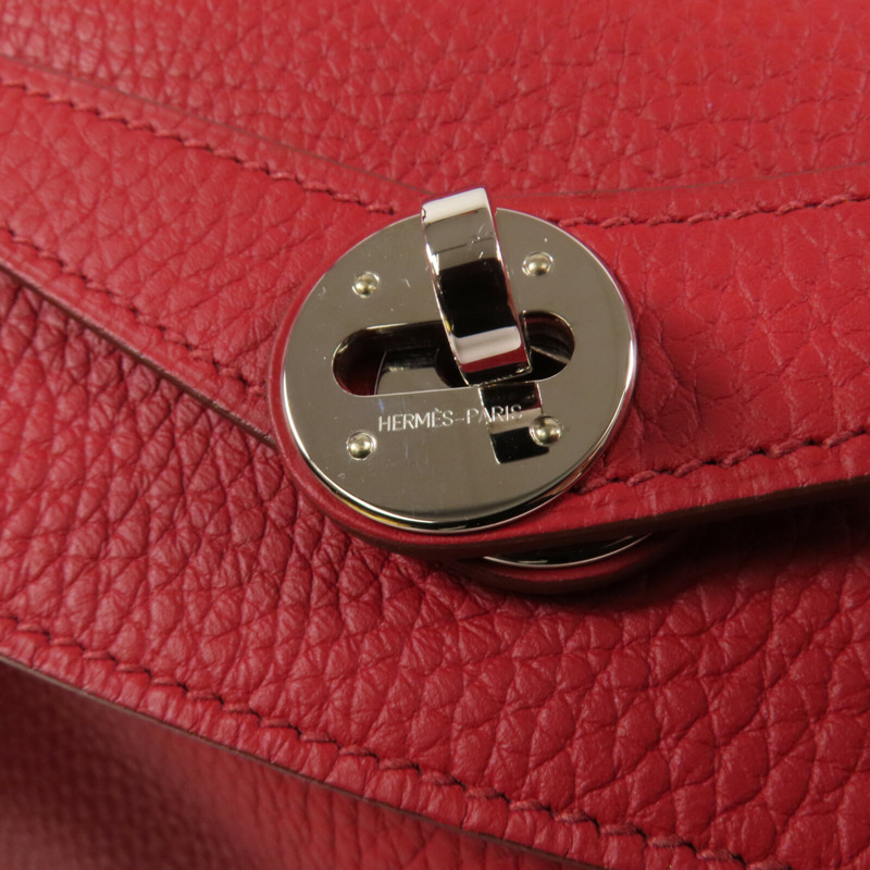 HERMES Clemence皮革Lindy 34銀扣肩背袋Rough Piment-9