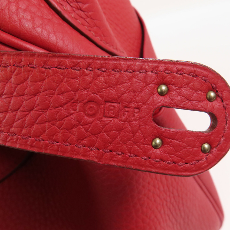HERMES Clemence皮革Lindy 34銀扣肩背袋Rough Piment-10