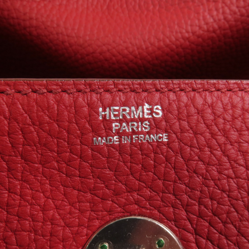 HERMES Clemence皮革Lindy 34銀扣肩背袋Rough Piment-12