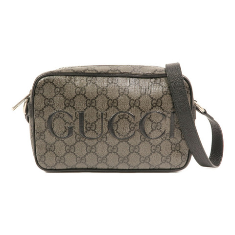 GUCCI 塗層帆布Shoulder Bag銀扣肩背袋