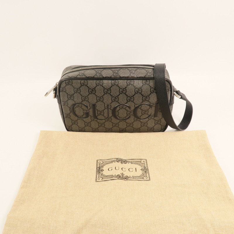 GUCCI 塗層帆布Shoulder Bag銀扣肩背袋-10