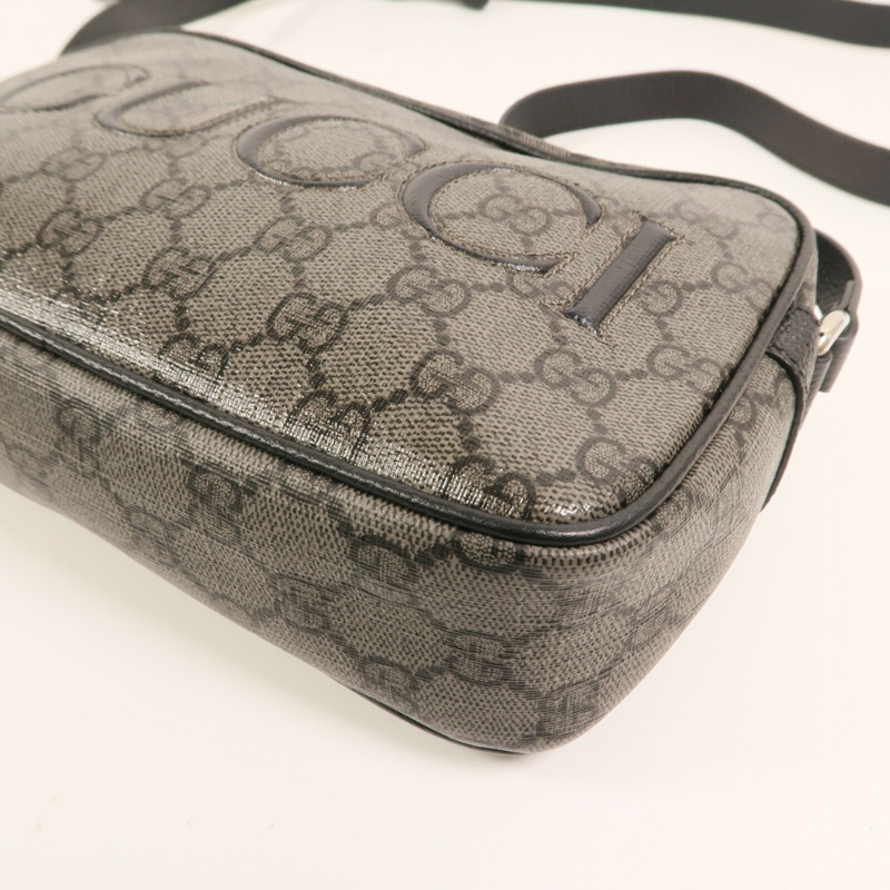 GUCCI 塗層帆布Shoulder Bag銀扣肩背袋-11