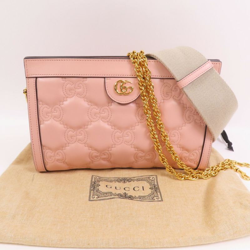 GUCCI 羊皮皮革GG Matelasse金扣鏈帶肩背袋-17