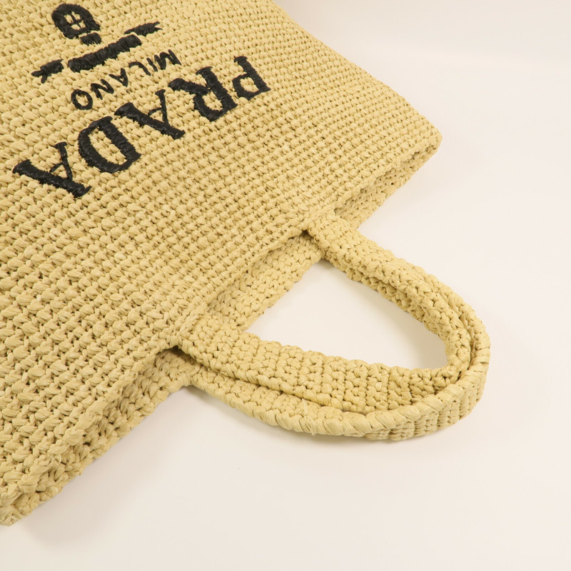 PRADA Raffia Tote Bag金扣手挽袋-6