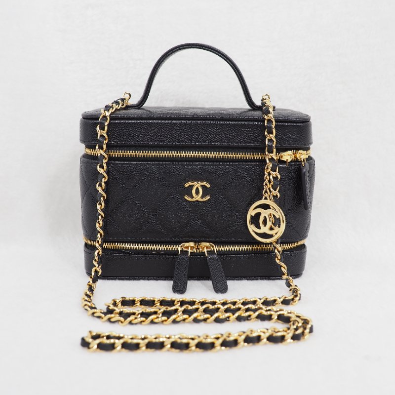 Chanel香奈兒 25A Métiers d'art 工坊系列黑金雙層拉鍊化妝盒子包 vanity case-0
