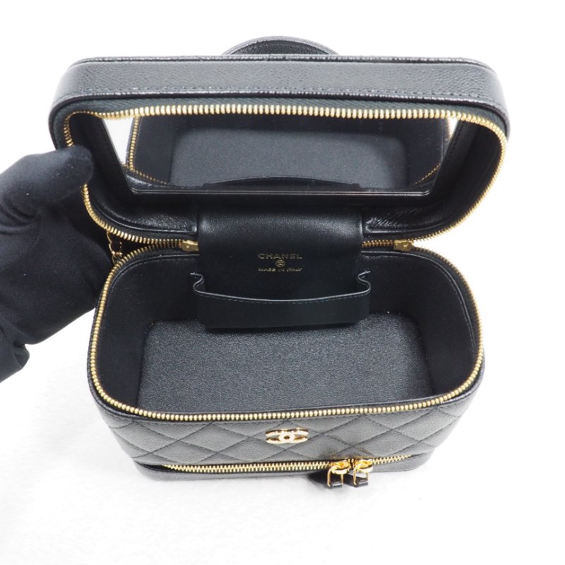 Chanel香奈兒 25A Métiers d'art 工坊系列黑金雙層拉鍊化妝盒子包 vanity case-17