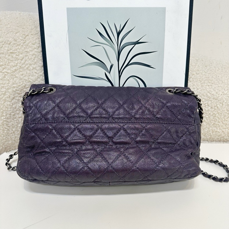 Chanel 紫色cf jumbo機場包 可單肩可斜挎 鐳射16開 尺寸約31×18×7-1