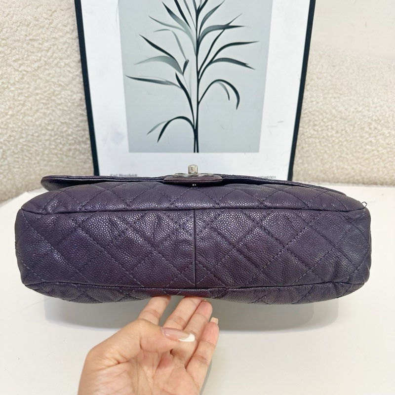 Chanel 紫色cf jumbo機場包 可單肩可斜挎 鐳射16開 尺寸約31×18×7-2