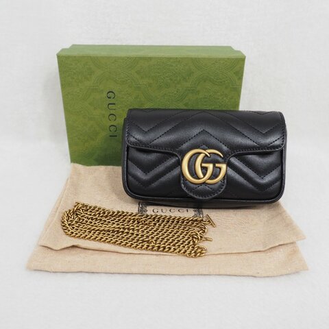 Gucci GG Marmont super mini bag 黑色金扣鏈帶斜背包