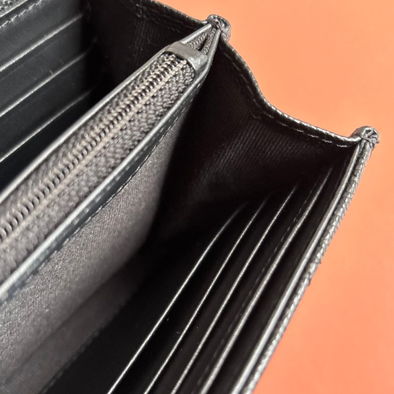 芯片款::CHANEL:: BOY 霧金釦黑色荔枝牛皮口蓋長夾 釦式長夾 發財長夾-21