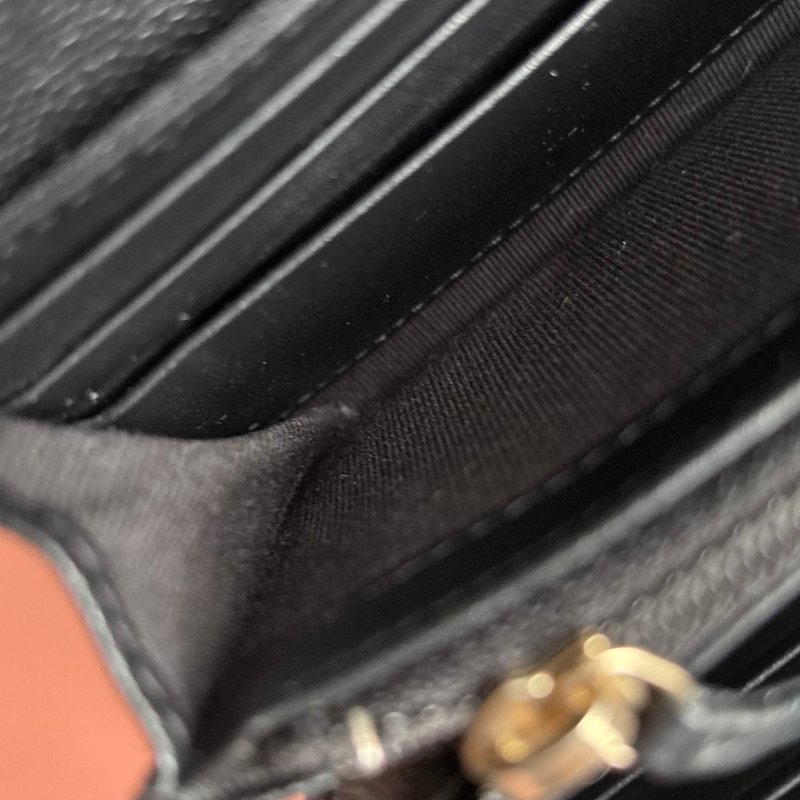 芯片款::CHANEL:: BOY 霧金釦黑色荔枝牛皮口蓋長夾 釦式長夾 發財長夾-22