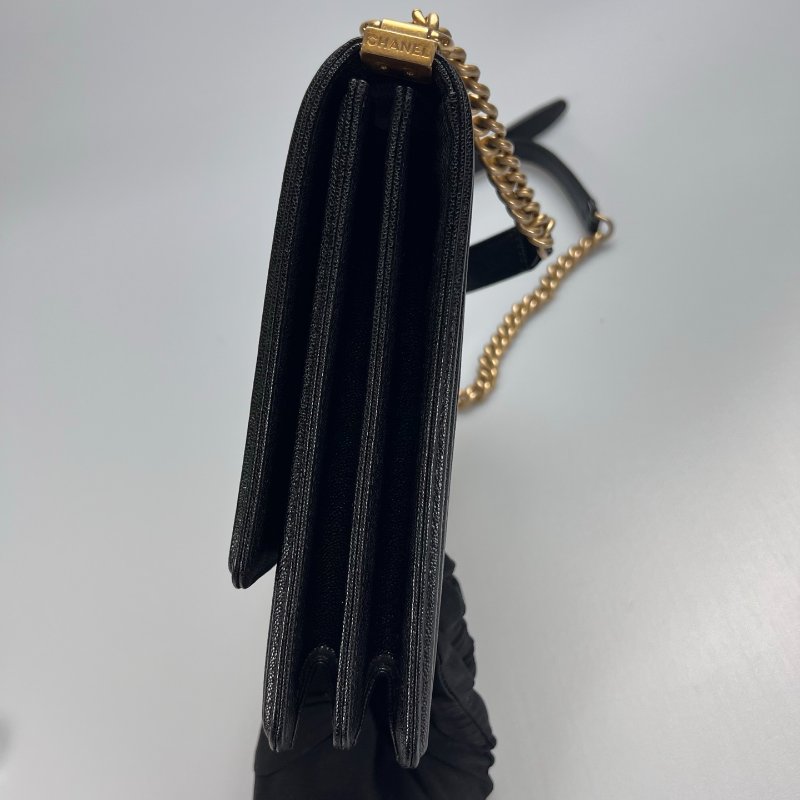 CHANEL BOY直立式金鍊包荔枝黑 AS0130/28開-2