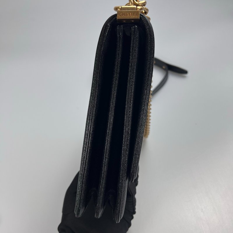 CHANEL BOY直立式金鍊包荔枝黑 AS0130/28開-3